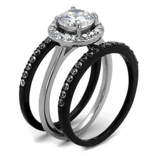 Women Stainless Steel Cubic Zirconia Rings TK2620