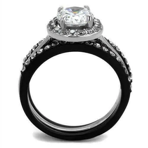 Women Stainless Steel Cubic Zirconia Rings TK2620