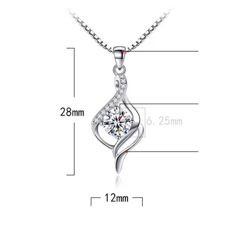 Women Sterling Silver Crystal Pendant Necklaces