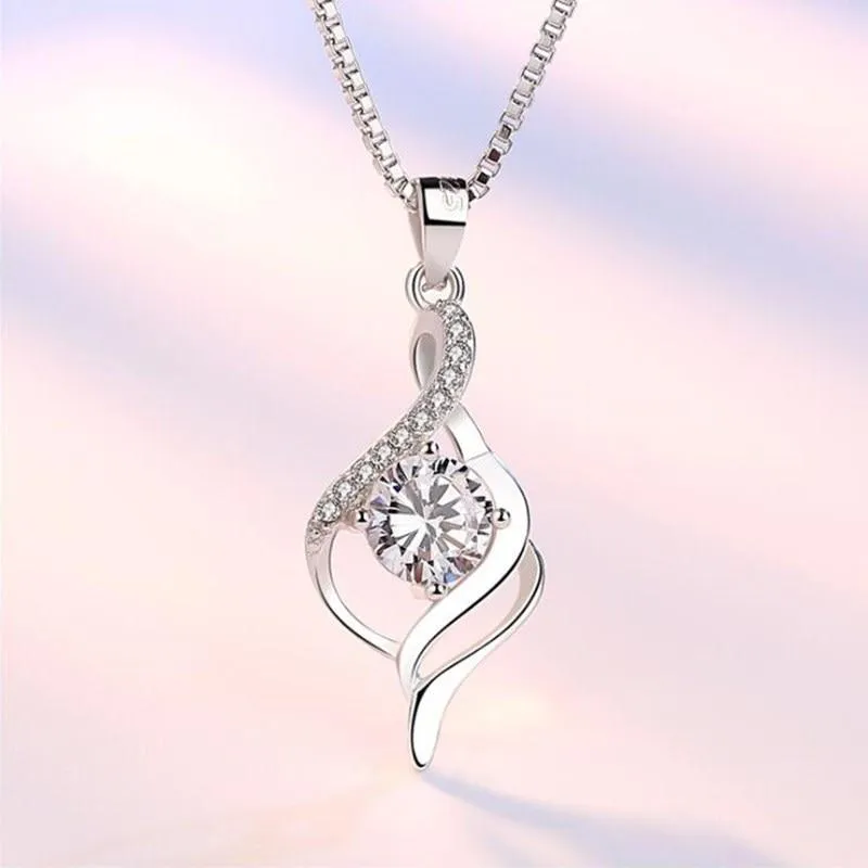 Women Sterling Silver Crystal Pendant Necklaces