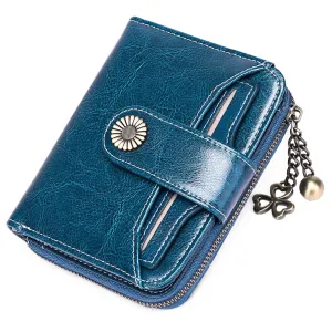 Women Wallets Leather Small RFID Blocking Bifold Zipper Pocket Card Holder with ID Window