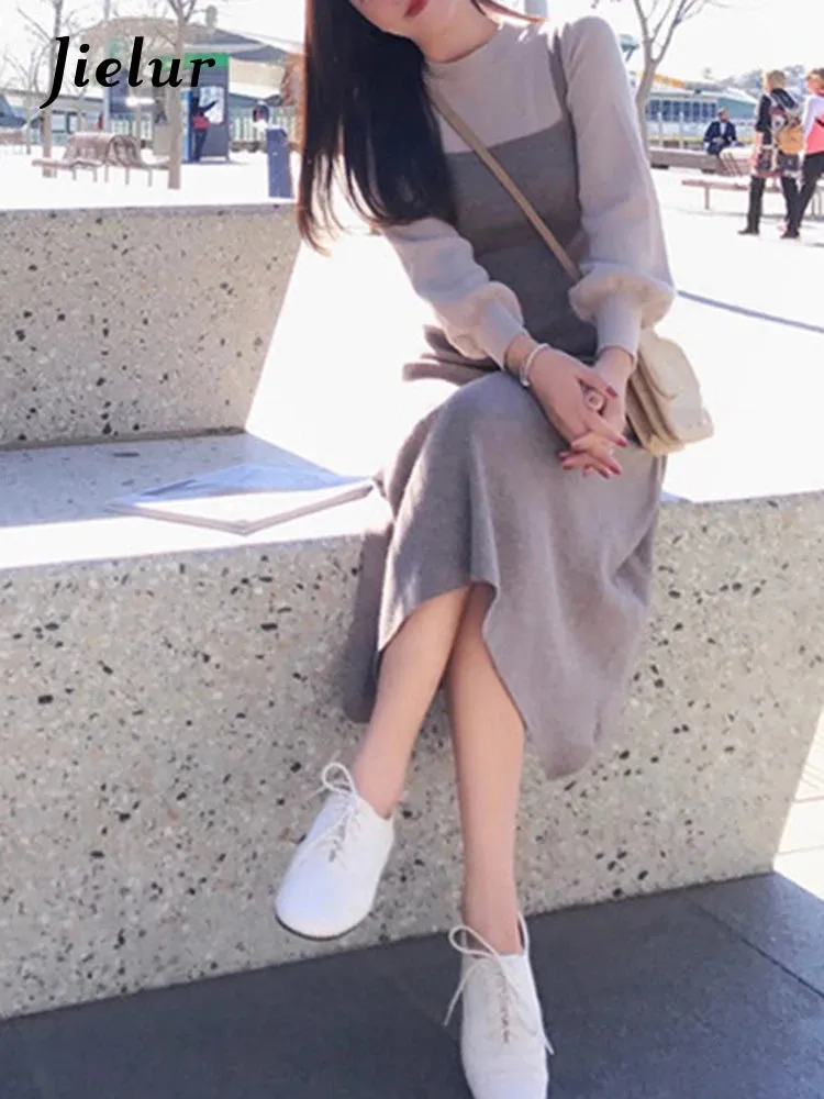 Women Warm Sweater Dress Spring Elastic Stretch Long Sleeve Elegant A-Line Knitting Dress Female Sexy Slim Knit Dresses