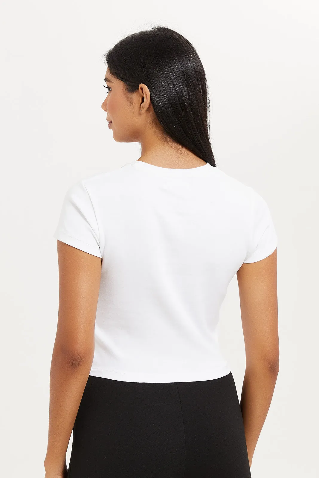 Women White Embellished Shirt