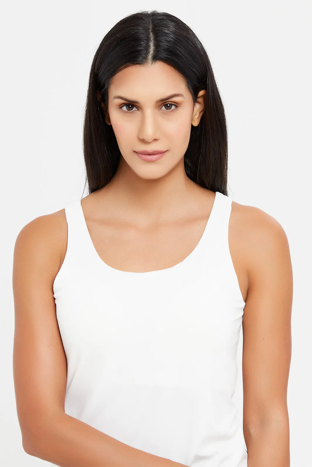 Women White Padded Tank Top