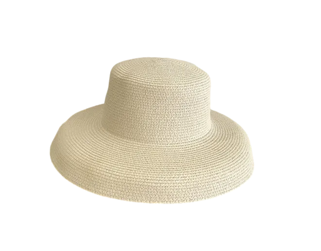 Women Wide Brim Summer Straw Sun Hat Crushable Beach Sun Hat for Ladies Travel Solid Plain Curved Brim