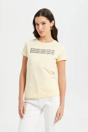 Women Yellow Revolution Printed T-Shirt