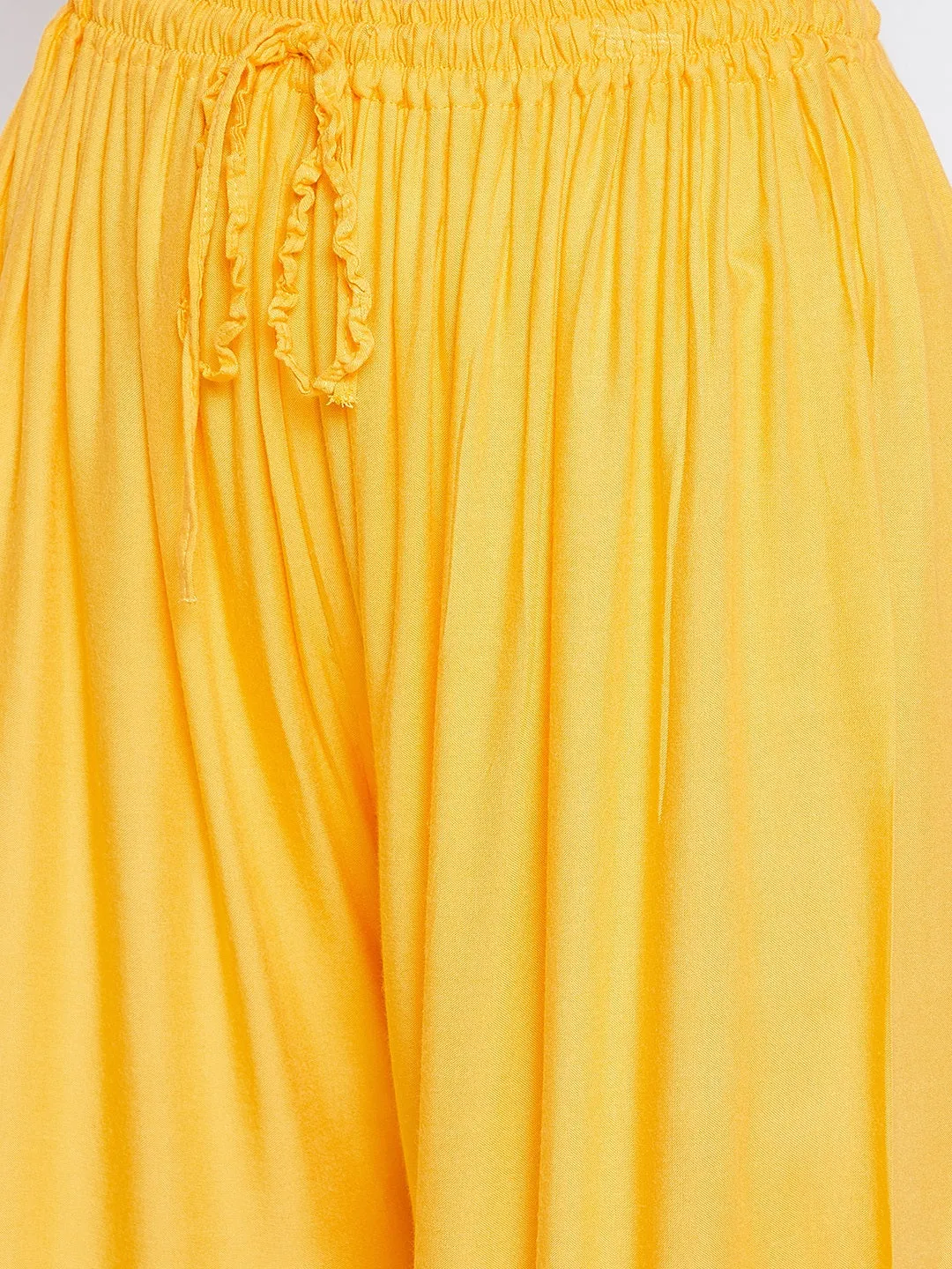 Women Yellow Solid Rayon Palazzo