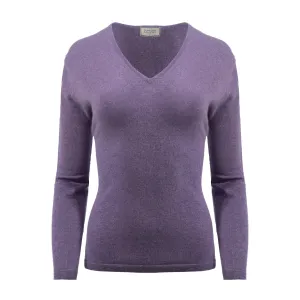 Women's 100% Cashmere V-Neck Jumper Dunedin Cashmere Heather