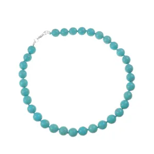 Women's 12mm Blue Turquoise Gemstone Beaded Necklace