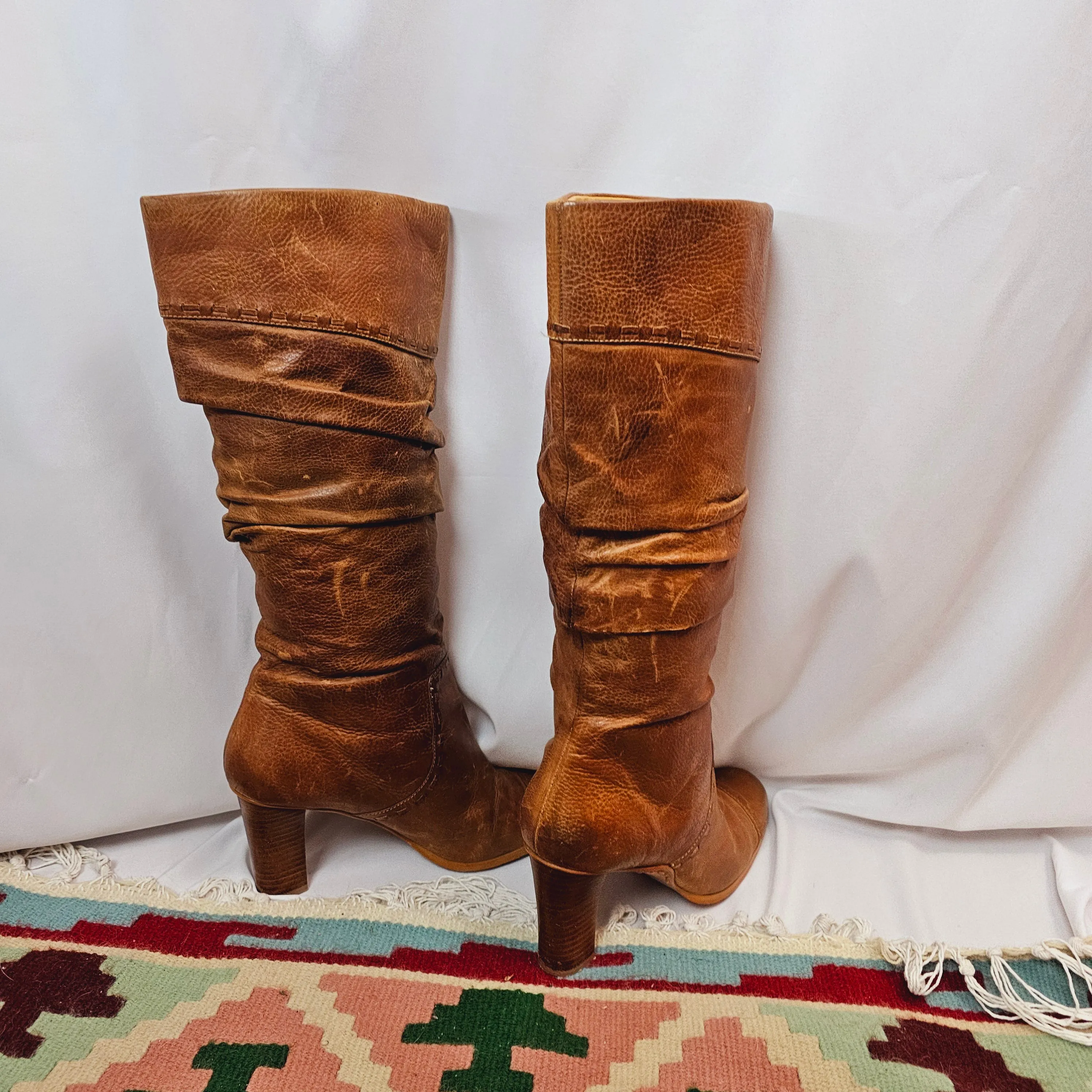 Womens 90's Colorado Tall Leather heel Boots Size 8.5