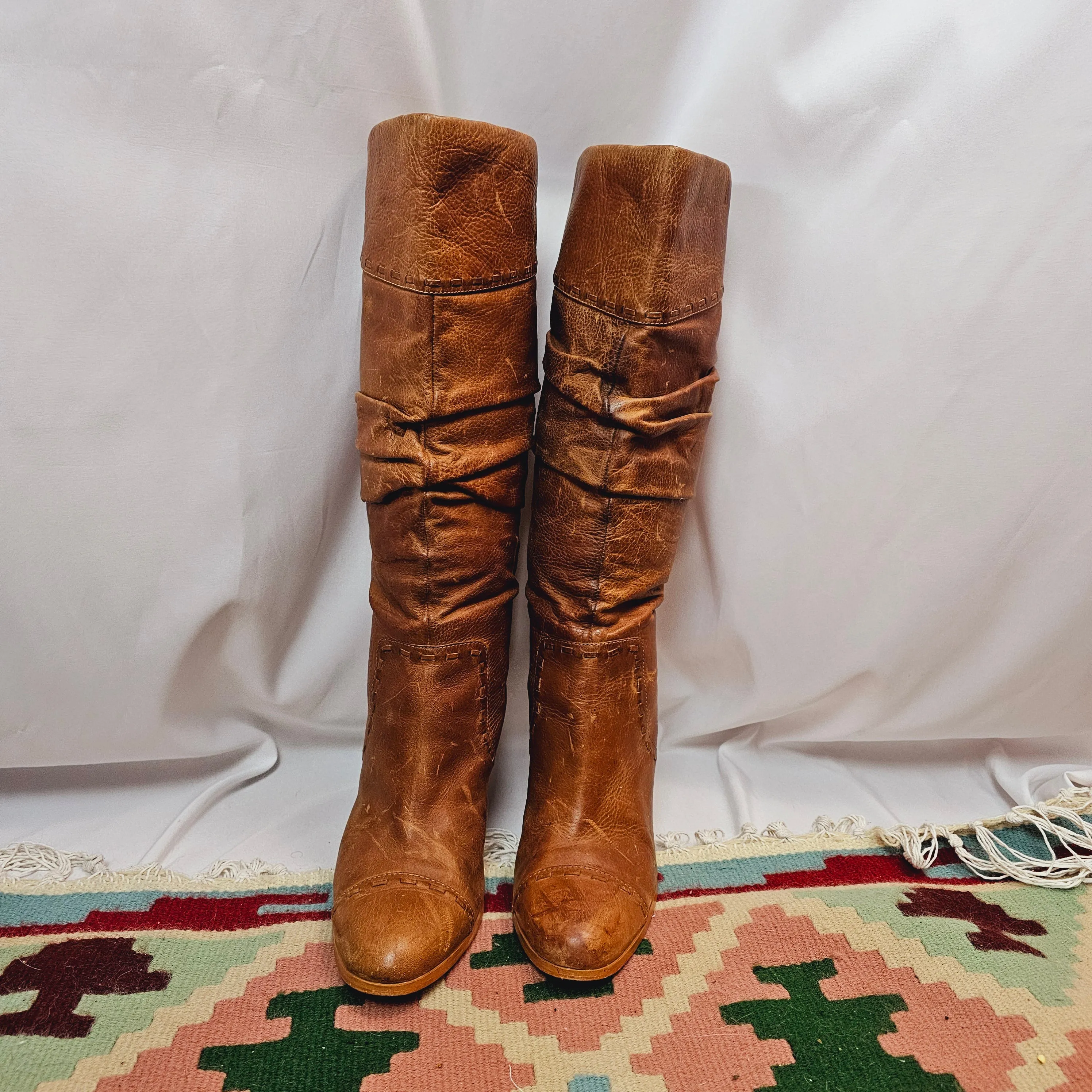 Womens 90's Colorado Tall Leather heel Boots Size 8.5