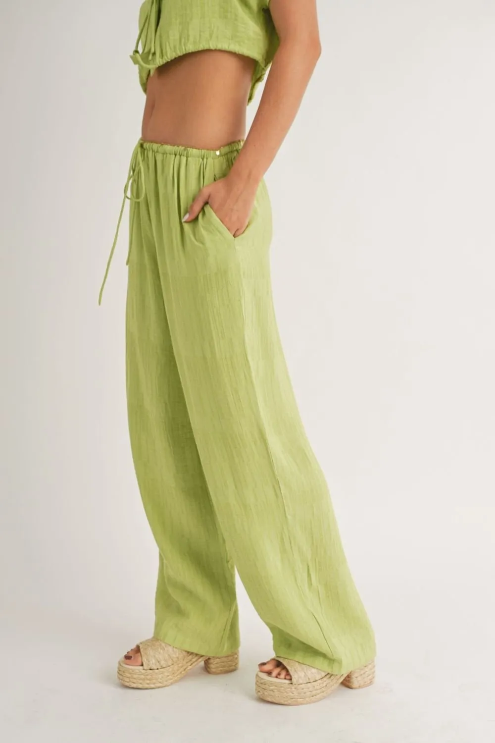 Women's A Tini Summer Set | Wide Leg Pants | Lime Green