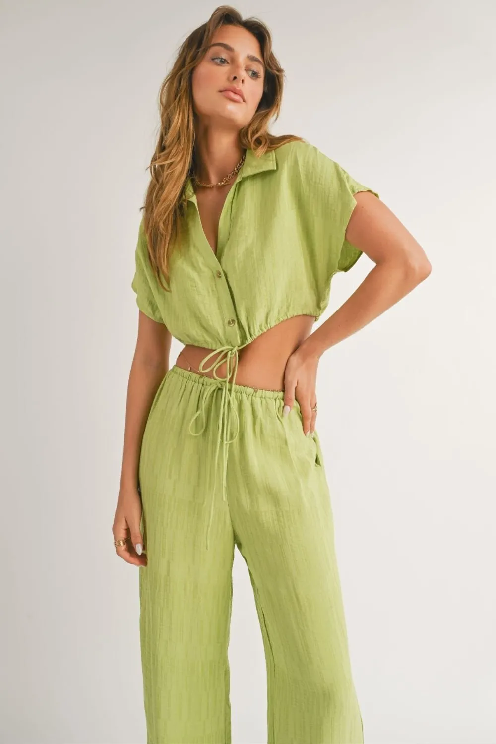 Women's A Tini Summer Set | Wide Leg Pants | Lime Green