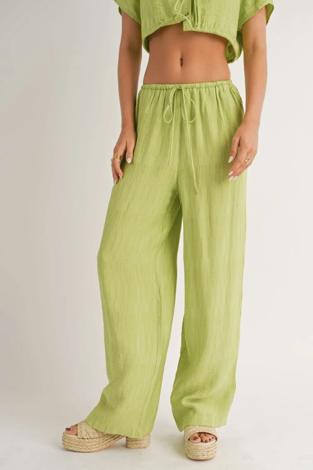 Women's A Tini Summer Set | Wide Leg Pants | Lime Green