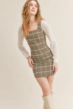 Women's Academia Plaid Mini Dress | Brown Multi