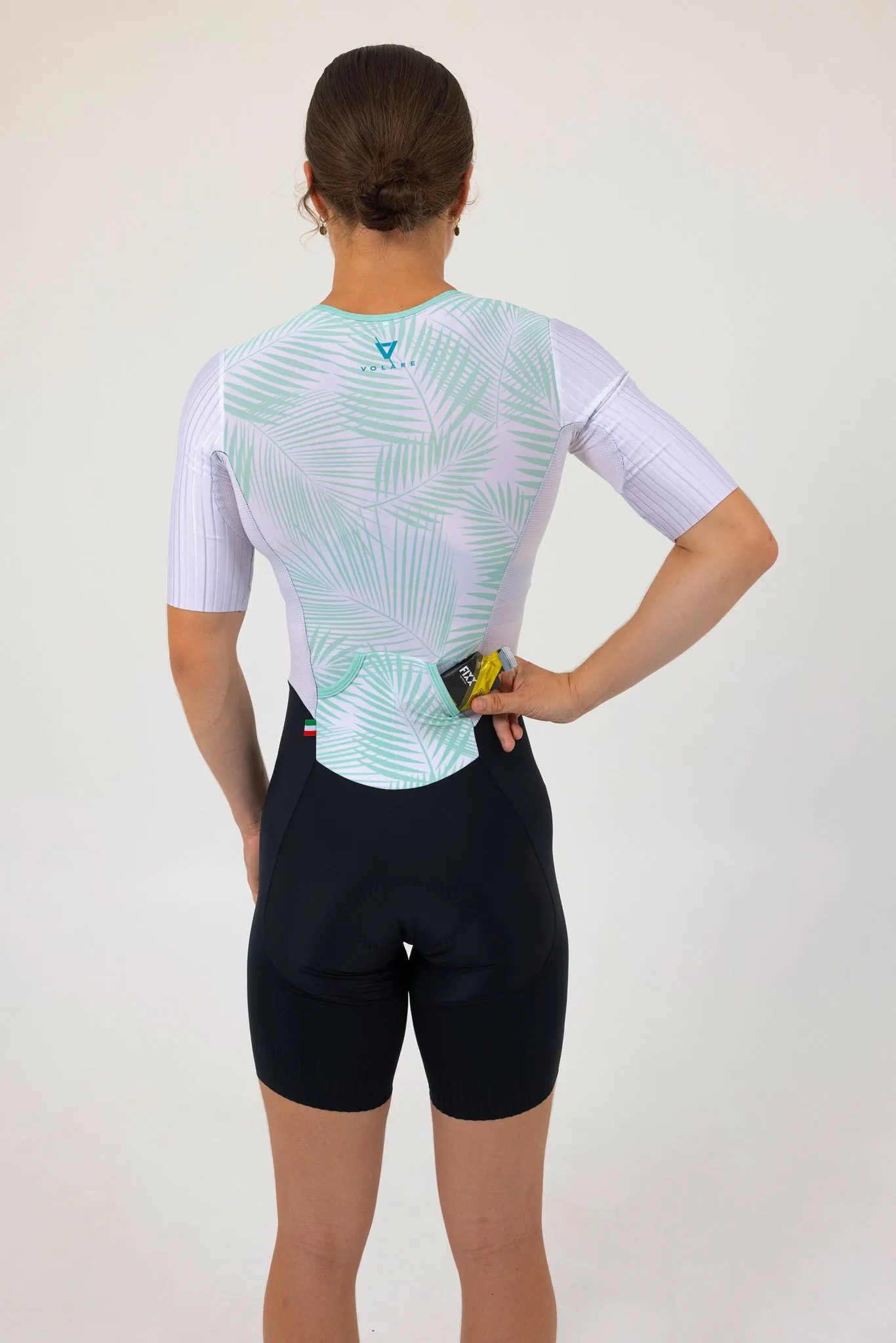 Womens Aero Sleeved Tri Suit White Palms