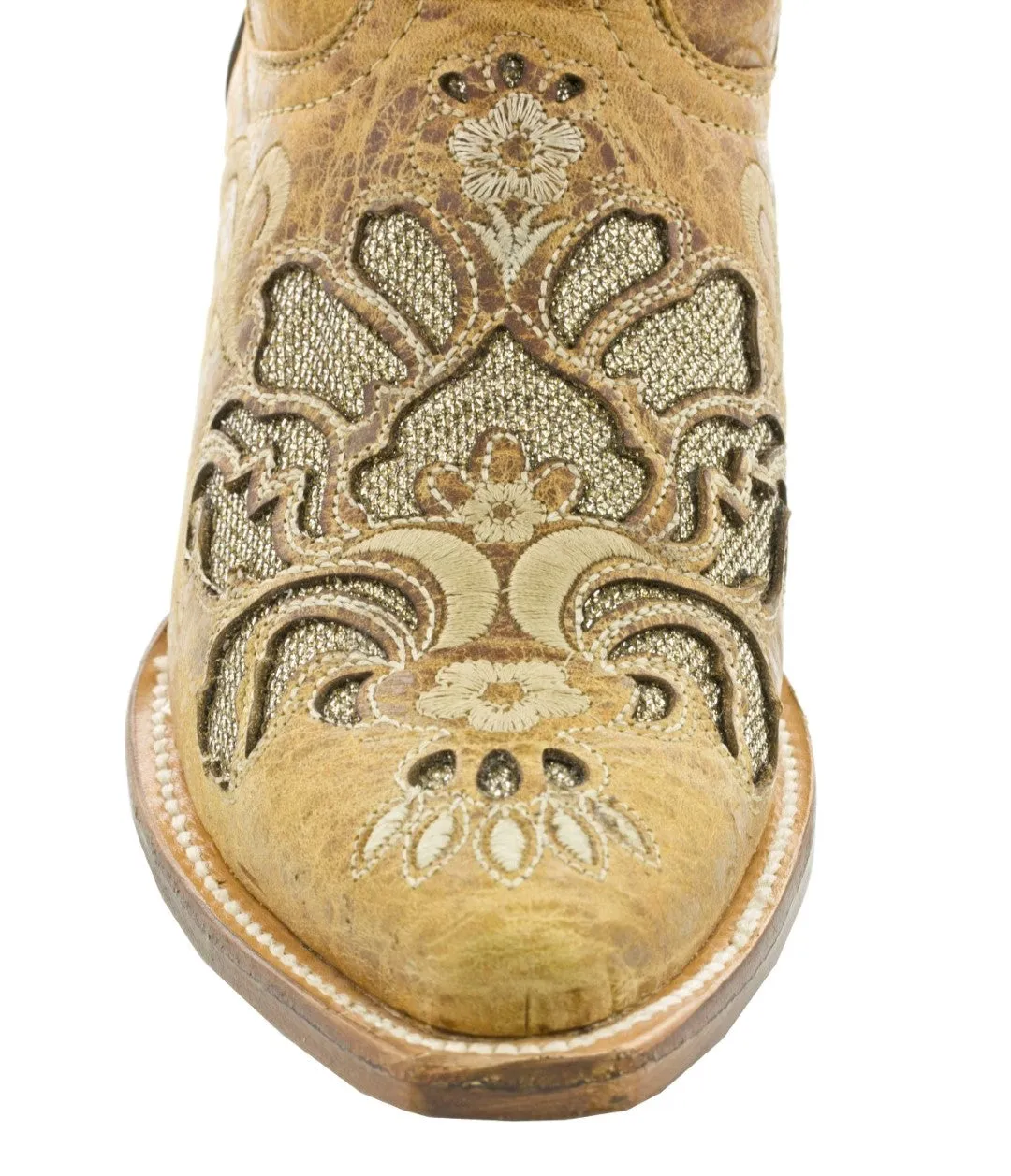 Women's Arabe Sand Inlay Fashion Leather Cowgirl Boots - Snip Toe