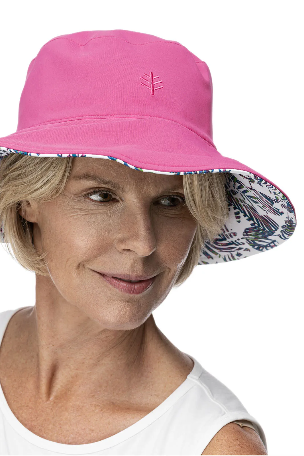 Women's Ariel Reversible Pool Hat  |  Magnolia Pink Beach Leaves