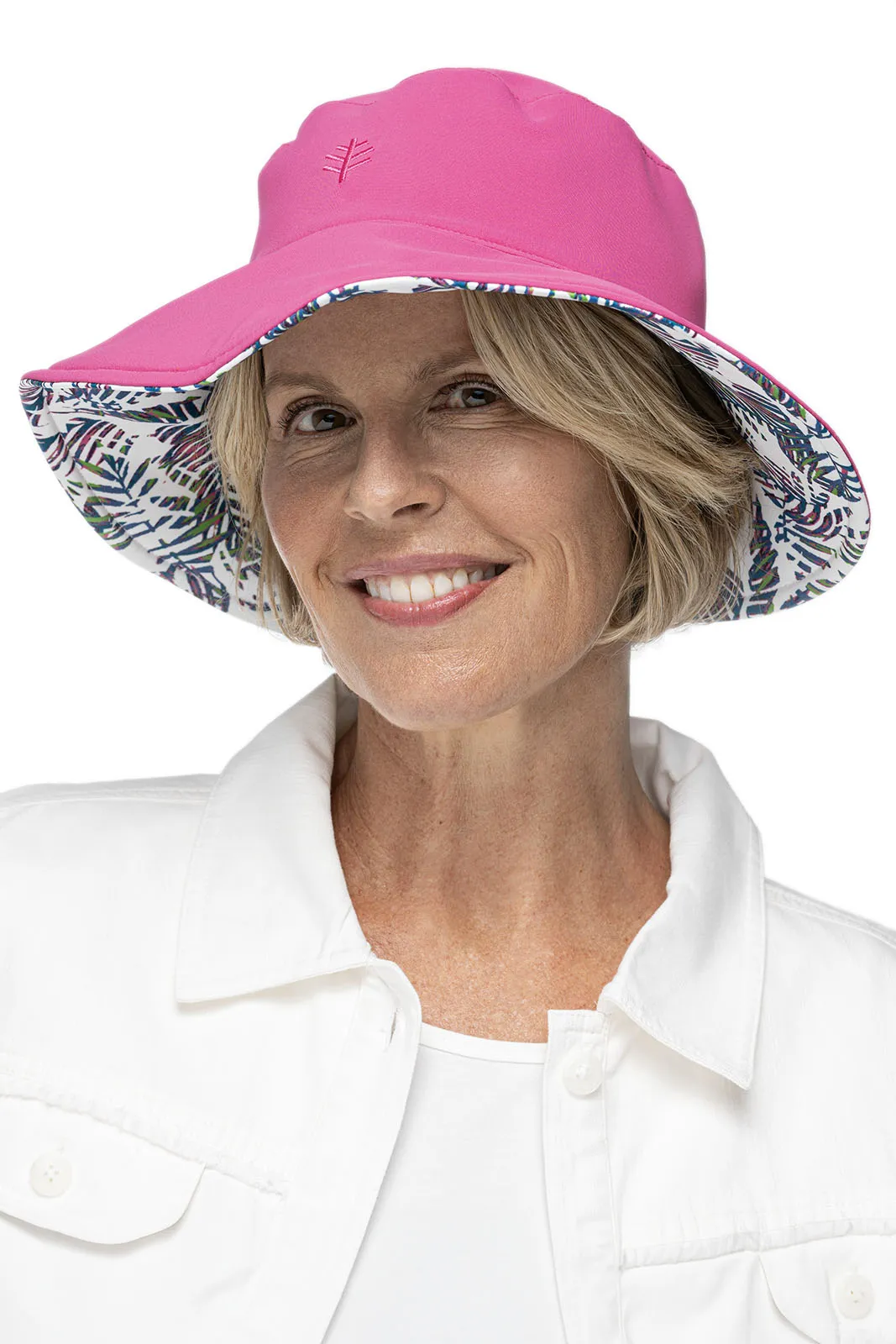 Women's Ariel Reversible Pool Hat  |  Magnolia Pink Beach Leaves