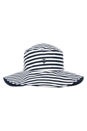 Women's Ariel Reversible Pool Hat  |  White/Navy Stripe