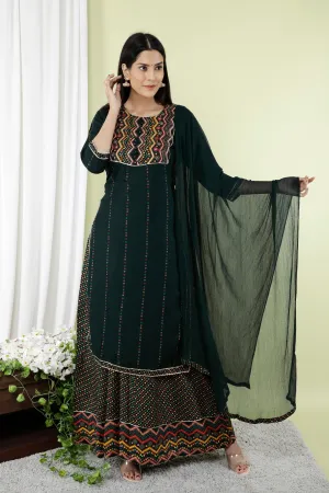 Women'S Attractive And Stylish Rayon A Line Kurta With Divider And Dupatta