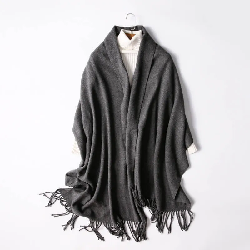 Women's Autumn And Winter Long Plus Fleece Scarf Air Conditioning Warm Tassel Shawl Thick Wool Scarf