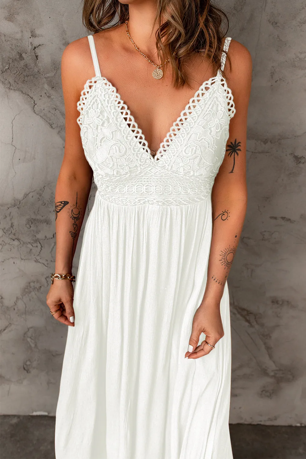 Women's Beach Long Dress Summer Lace Crochet Backless Maxi Dress