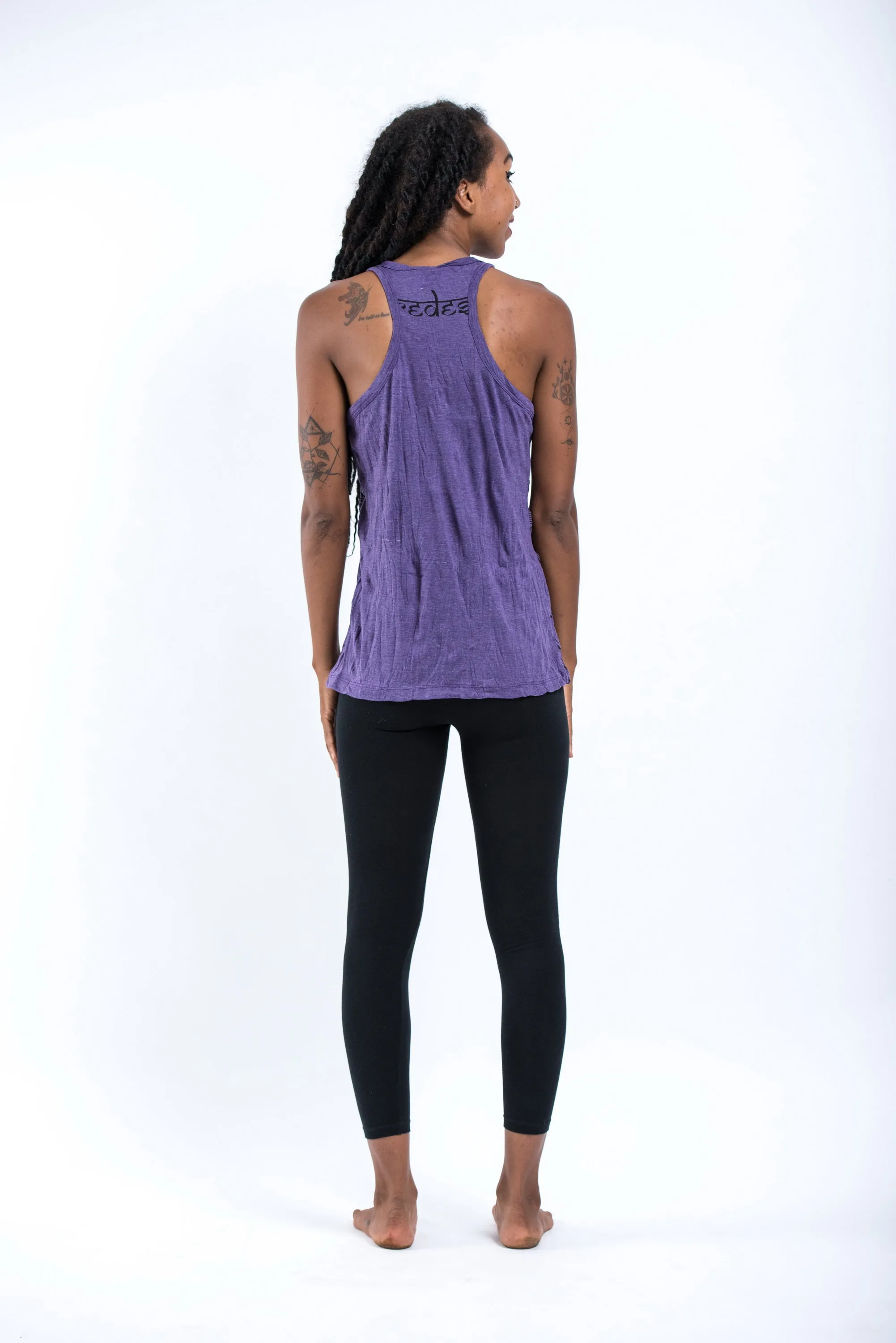 Womens Big Face Ganesh Tank Top in Purple