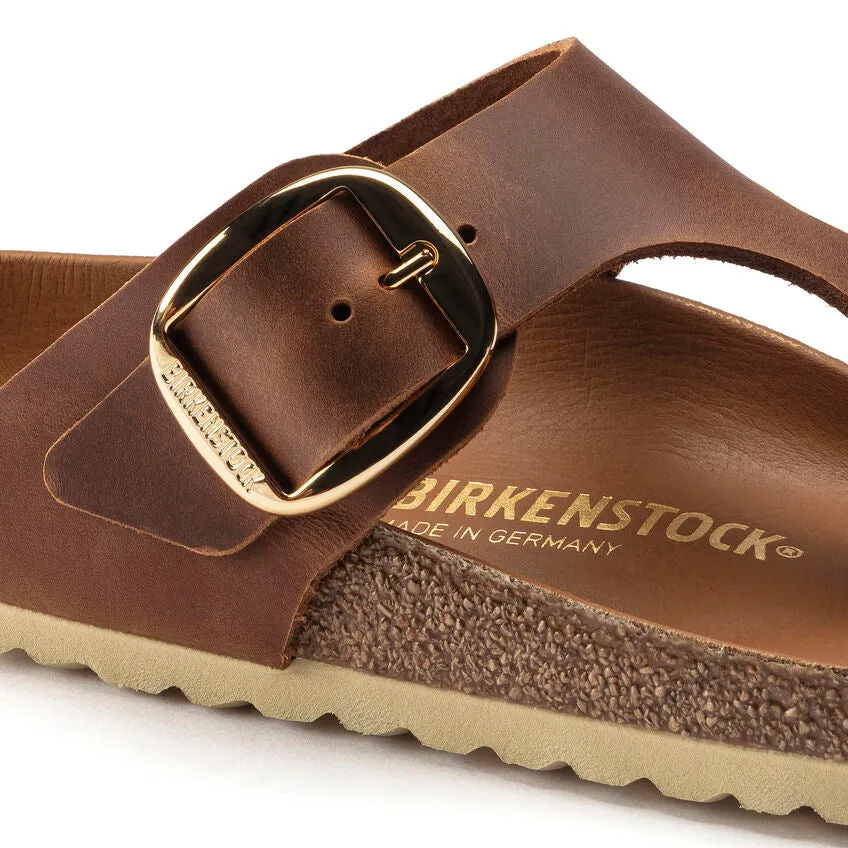 WOMEN'S BIRKENSTOCK GIZEH BIG BUCKLE SANDAL | COGNAC OILED LEATHER