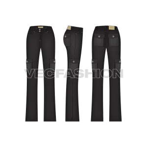 Women's Black Denim Cargo Pants