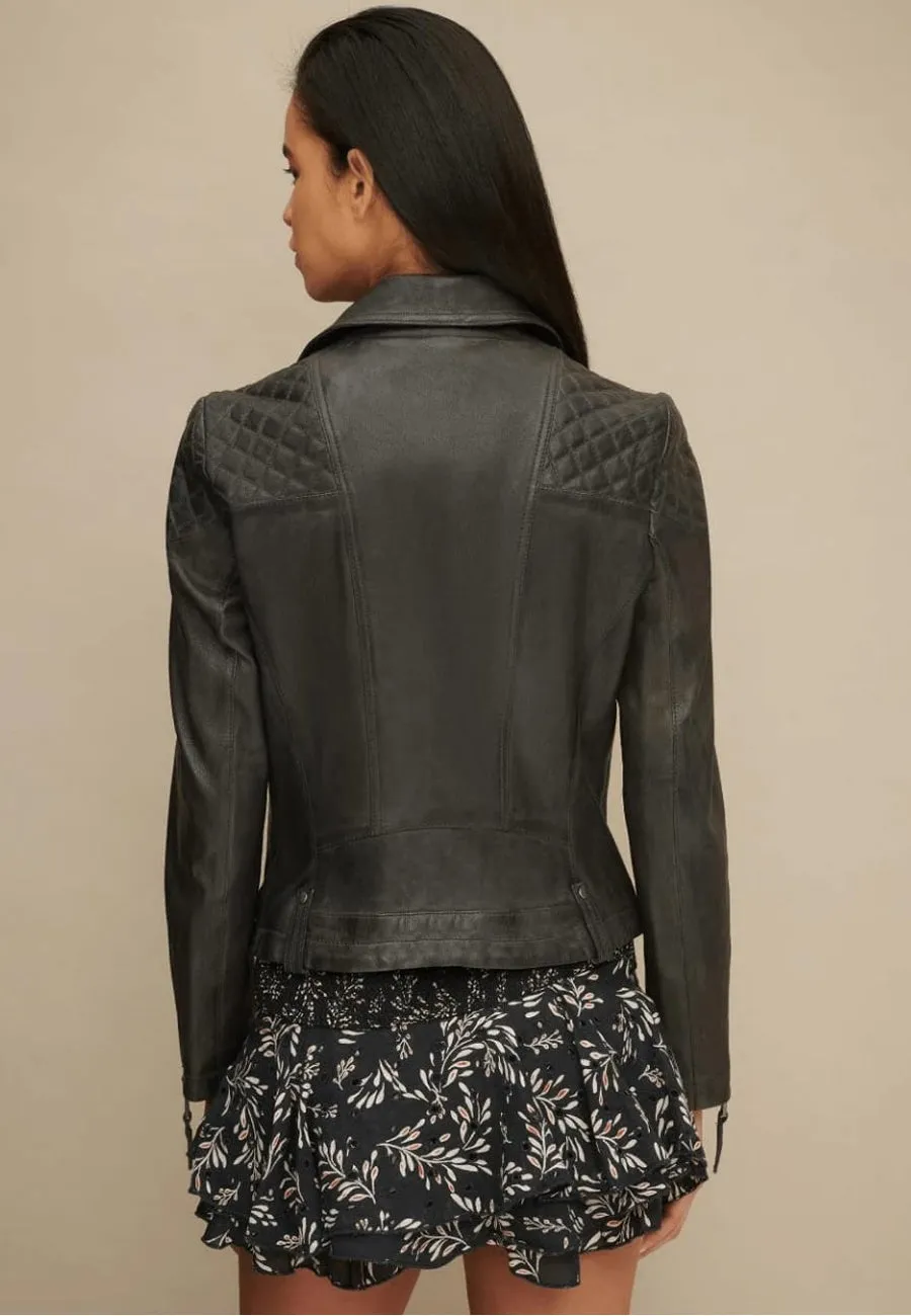 Women's Black Leather Biker Jacket