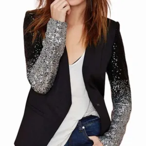 Womens Blazer with Sequins Sleeve