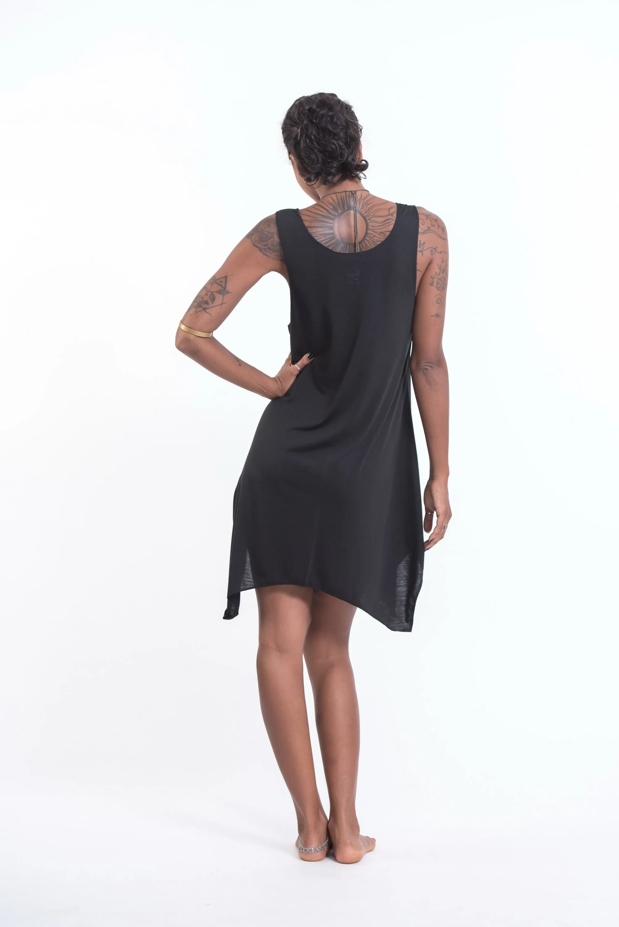 Womens Bodhi Tree Tank Dress in Silver on Black