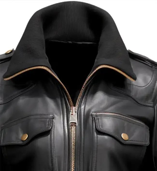 Women's Bomber Black Leather Jacket