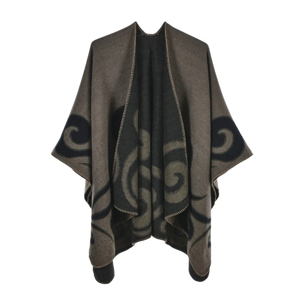 Women's Cape Cape Autumn and Winter Vintage Split Warm Cashmere Scarf Cape