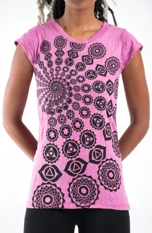 Womens Chakra Fractal T-Shirt in Pink