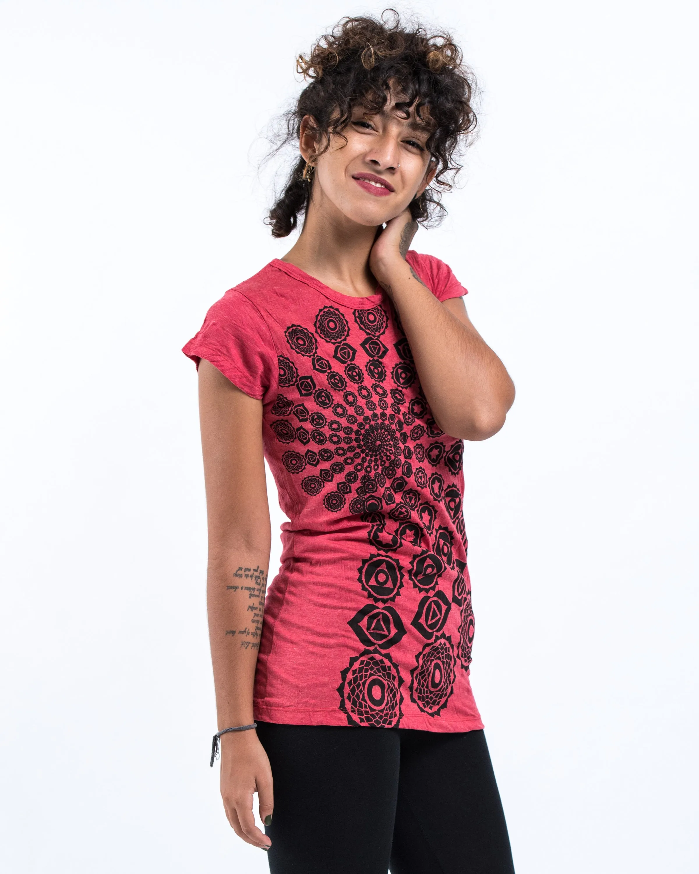 Womens Chakra Fractal T-Shirt in Red