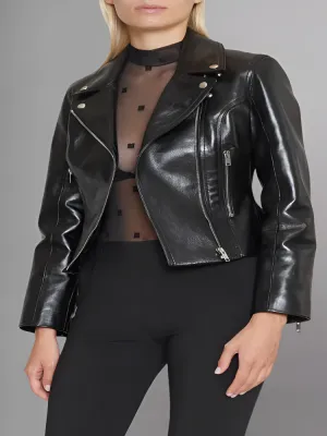 Women's Cinched Leather Motorcycle Jacket