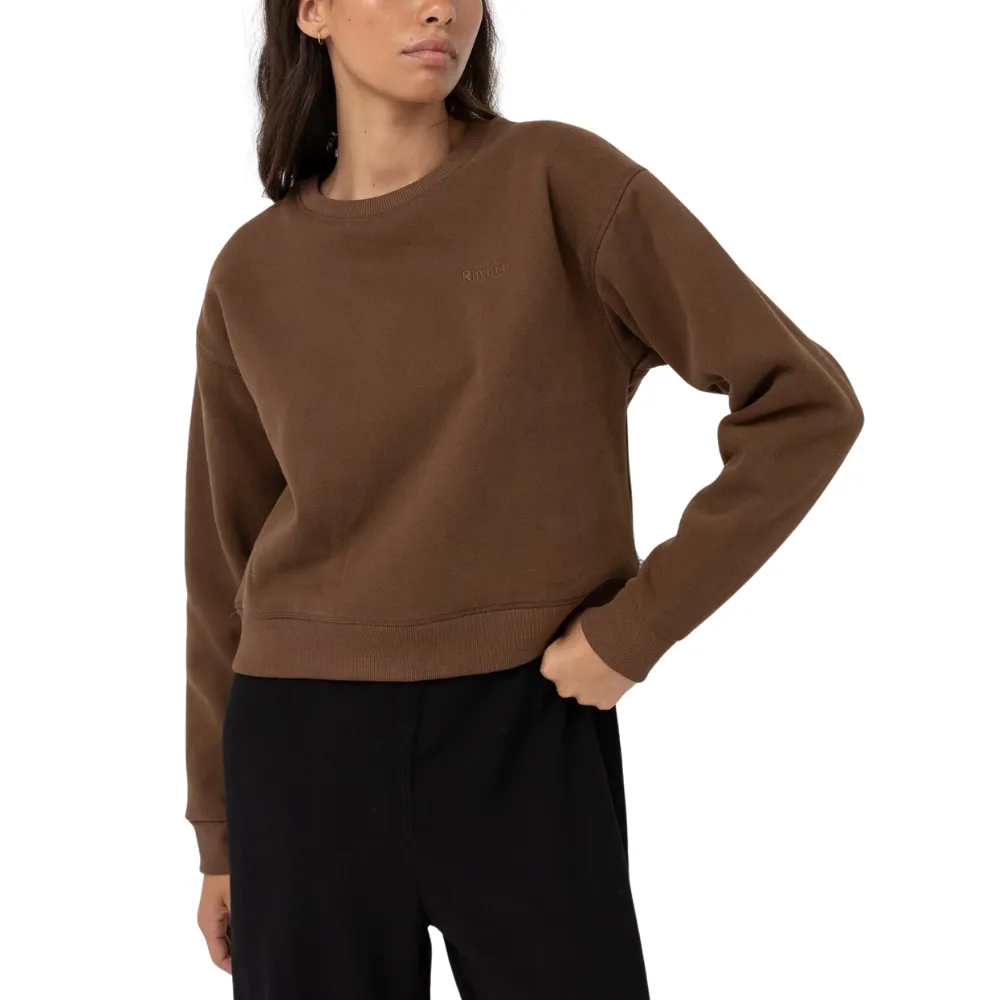 Womens Classic Crew Fleece Chocolate