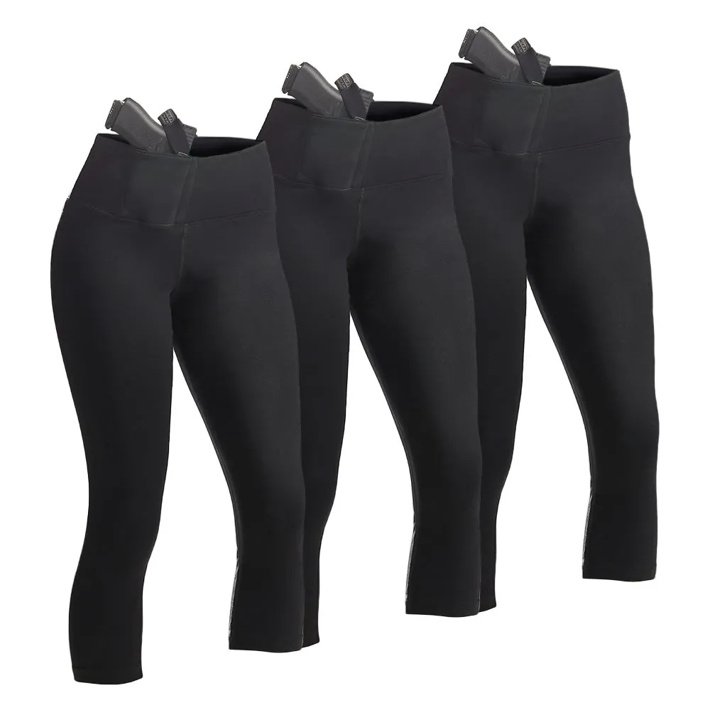 Women's Concealed Carry Original Leggings Crop Length 3 Pack