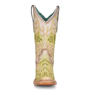 Womens corral white and green fluorescent boots C3967