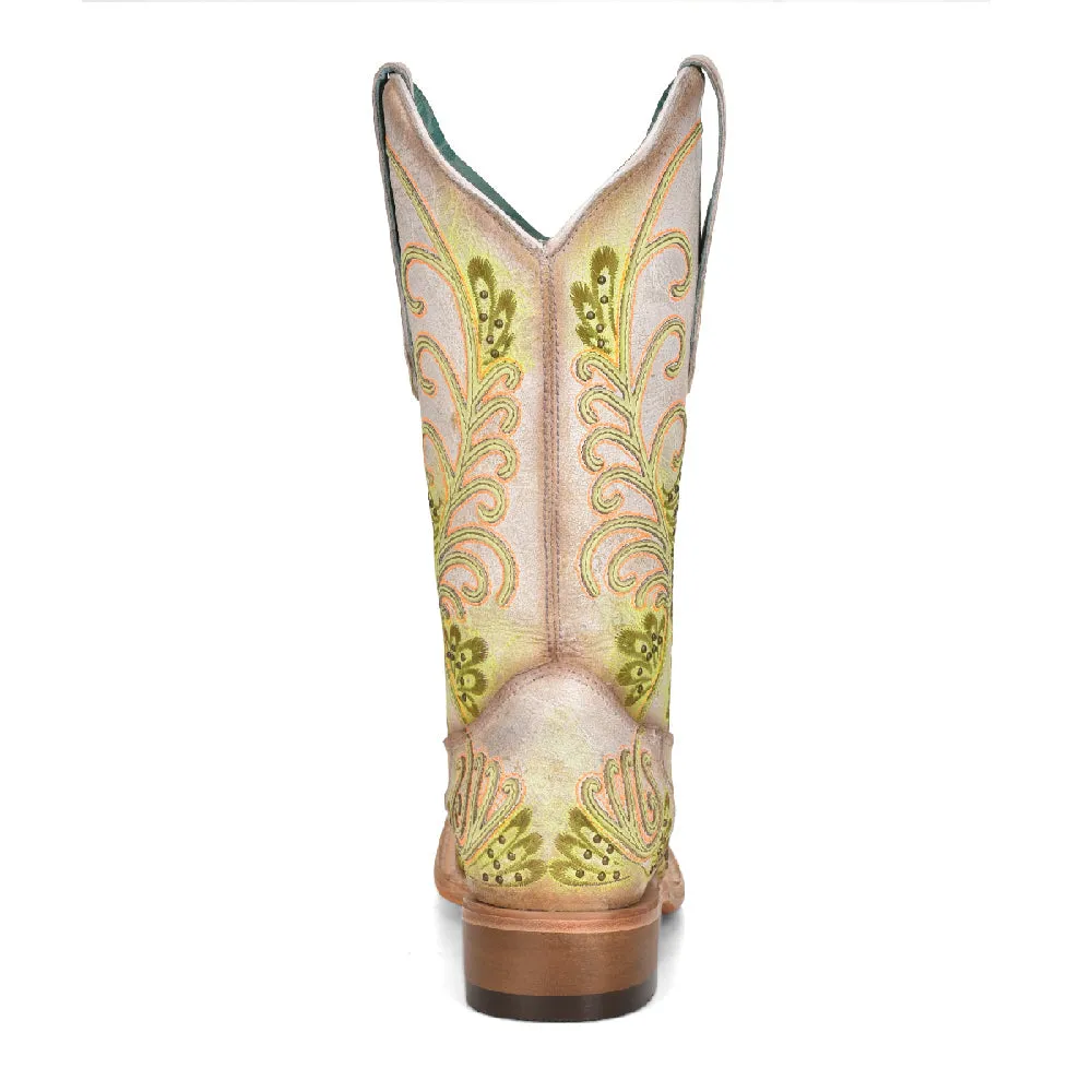 Womens corral white and green fluorescent boots C3967