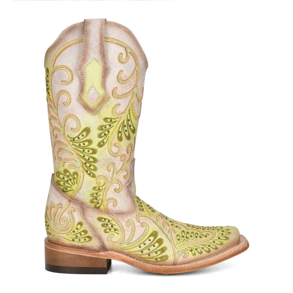 Womens corral white and green fluorescent boots C3967