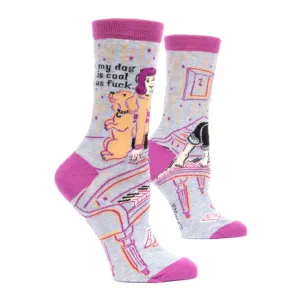 Womens Crew Socks - My Dog is Cool As Fuck