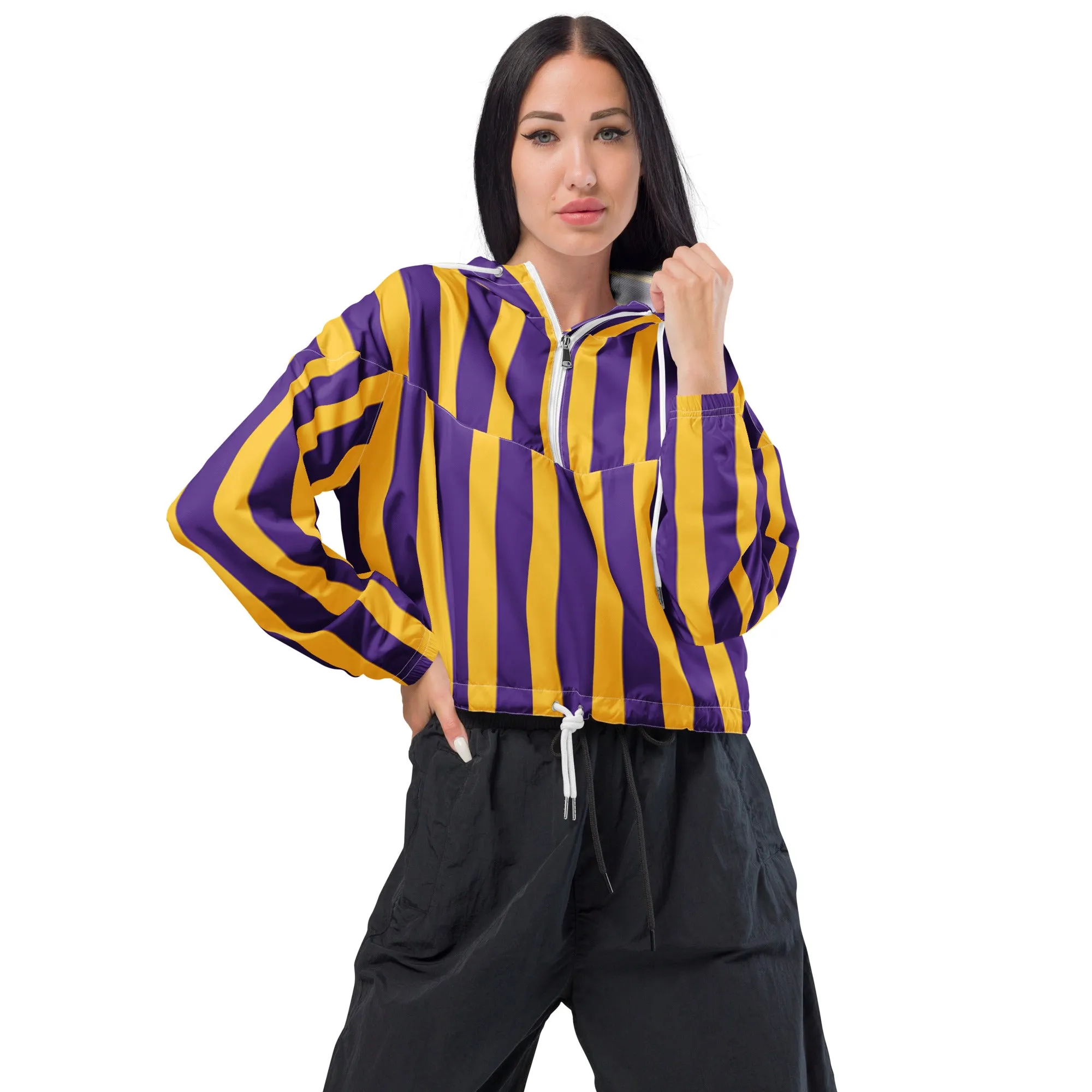 Women’s Cropped Windbreaker - Stripes - Game Day Helmet