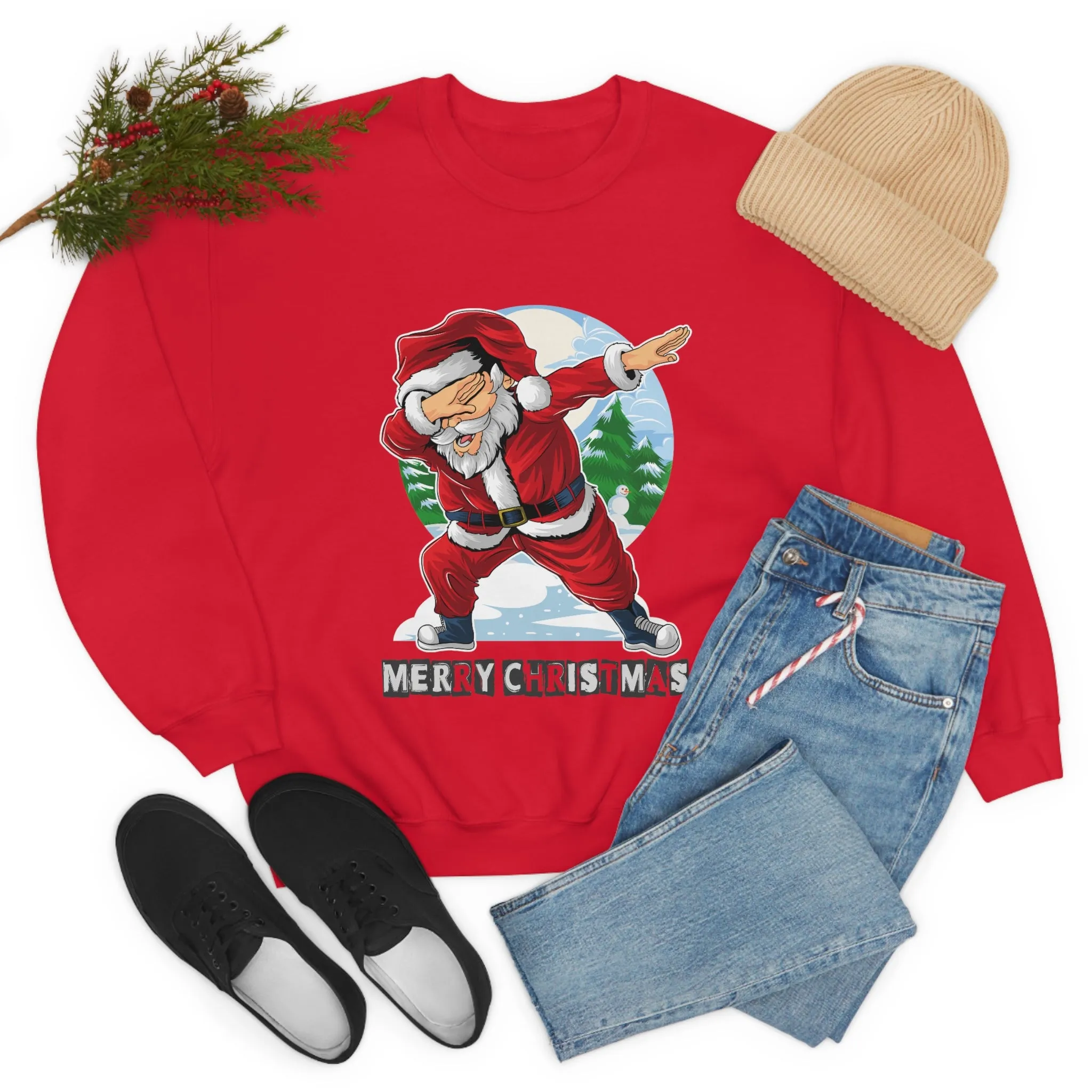 Womens Dabbing Santa Crewneck Sweatshirt