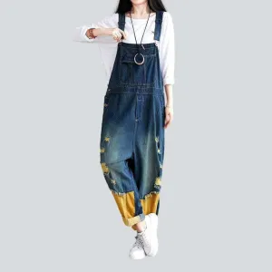 Women's denim embroidered overall