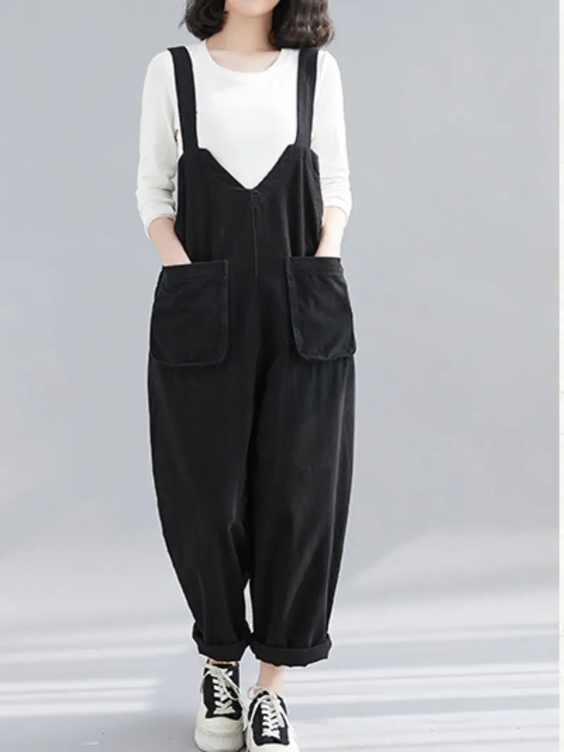 Women's Denim Thin Large Size Loose Harem Dungarees Overalls