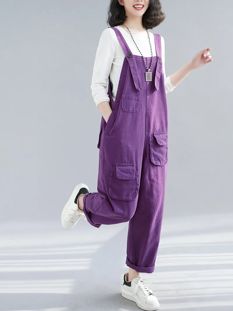 Women's Denim Thin Large Size Loose Harem Dungarees Overalls