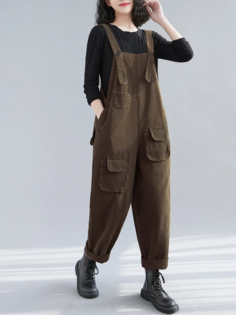 Women's Denim Thin Large Size Loose Harem Dungarees Overalls